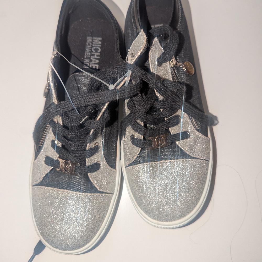 Michael Kors Glittery Silver and Black Sneakers